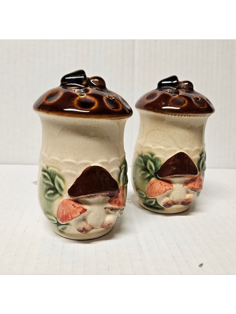 Vintage 60s Mushroom-themed Salt and Pepper Shakers